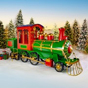 Zaer Ltd. International 16 ft. Long XL Iron Christmas Train with Cart "The Flying Santa" ZR200888-RG View 3