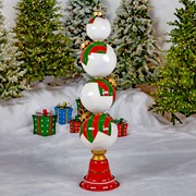 Zaer Ltd. International 6 ft. Tall Iron Christmas Ornament Tower with Black & White Polka Dots ZR220425 View 3