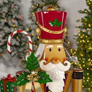 Zaer Ltd International Pre-Order: 65.35"T Standing Iron Nutcracker in Gold w/Candy Cane & Lights "Kane" ZR220429 View 3