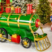 Zaer Ltd. International 12.5ft. Large Iron Christmas Train with Cart & Lanterns "The North Pole Express" ZR200777-RG View 3