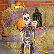 Zaer Ltd International Pre-Order: 36" Tall Set of 2 Small Halloween Skeleton Soldiers Holding Staffs ZR983490-SET View 3