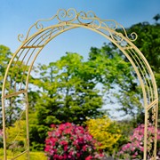 Zaer Ltd. International 96" Tall Garden Gate Archway with 2 Side Plant Stands in Ant. White "Genevieve" ZR135980-AW View 3