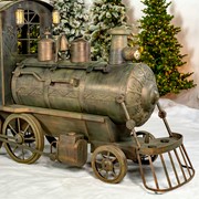 Zaer Ltd. International 12.5ft. Large Antique Bronze Train with Cart & Lanterns "The North Pole Express" ZR200777-BZ View 3