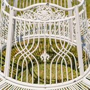 Zaer Ltd. International 61.5" Victorian Style Round Metal Tree Bench in Antique White "Paris 1968 ZR150645-AW View 3