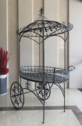 Zaer Ltd. International Pre-Order: "La Rochelle" Parisian Inspired Iron Flower Cart in Verdi Green ZR200424-VG View 3