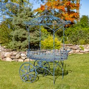 Zaer Ltd. International "La Rochelle" Parisian Inspired Flower Cart with Fleur-de-lis Details in Blue ZR200424-BL View 3