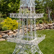 Zaer Ltd. International 10.6ft. Tall Eiffel Tower-Inspired Two-Tiered Metal Plant Stand in Antique White ZR220883-AW View 3