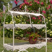 Zaer Ltd. International 6.5ft. Tall 2-Tier Parisian-Inspired Iron Flower Cart in Antique White "Avignon" ZR220885-AW View 3