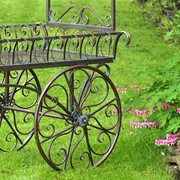 Zaer Ltd. International Pre-Order: "Tusheti" 78.74" Tall Large Iron Flower Cart with Roof in Cobalt Blue ZR180522-BL View 3