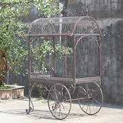 Zaer Ltd. International Pre-Order: 82" T. Large Iron Flower Cart with Curved Roof in Bronze "Paris 1968" ZR200200-BZ View 3