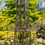 Zaer Ltd. International 9ft. Tall Two-Tier Eiffel Tower-Inspired Iron Plant Stand in Copper-Brown ZR220882-CB View 3