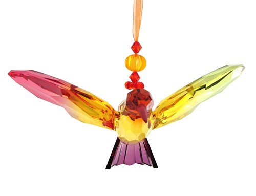 Zaer ZR503117 7.75 in. Five Tone Hanging Acrylic Chickadee Ornaments Multi Color - Set of 6