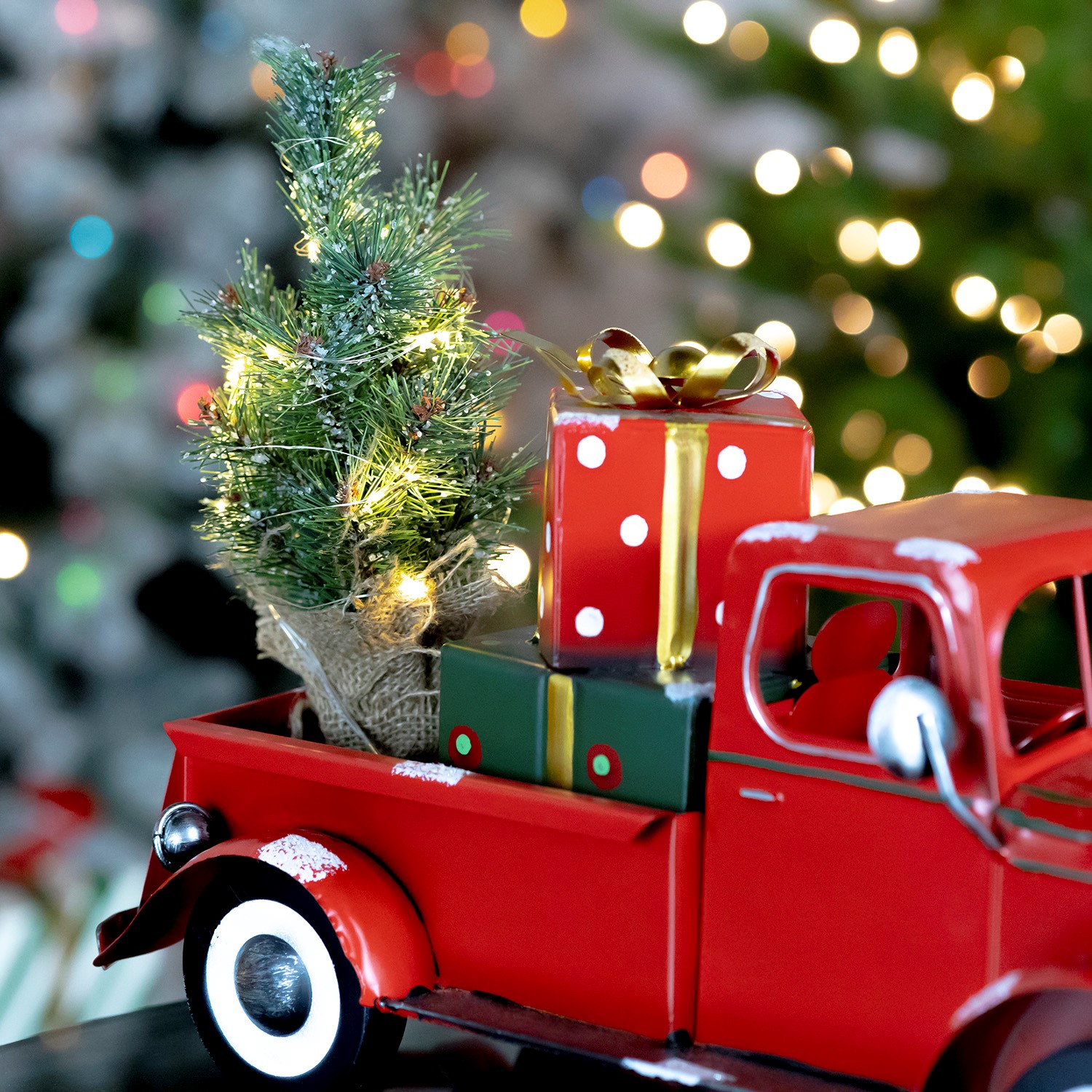 light up truck with christmas tree