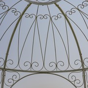 Zaer Ltd. International 9ft. Tall Round Iron Garden Gazebo with Three Side Walls in Antique White ZR101634-AW View 4