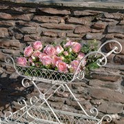 Zaer Ltd. International Pre-Order: Two Tier Iron Flower Push Cart in Antique White "Odesa 1794" ZR160260-AW View 4