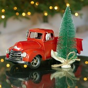 Zaer Ltd International 15" Distressed Red Pickup Truck with Christmas Tree ZR361100 View 4