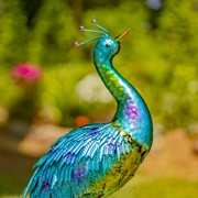 Zaer Ltd. International 22" Tall Set of 2 Metallic Painted Iron Peacock Figurines ZR801004-SET View 4