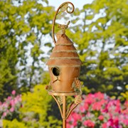 Zaer Ltd International Pre-Order: 69.75" Tall Antique Copper Saran Birdhouse Stake "Mary" ZR192025-A View 4