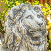 Zaer Ltd International Pre-Order: S/2 26.5"T. Magnesium Lion Sentry Statues in Grey "Marloni & Antonio" ZR560270-GY View 4