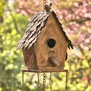 Zaer Ltd International Pre-Order: 39" Long Antique Copper Hanging Birdhouse Wind Chime "Cottage” ZR190557-A View 4