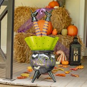 Zaer Ltd International Pre-Order: 29.5" Tall Metal "Bewitched" Cauldron with Witch Legs ZR131323 View 4