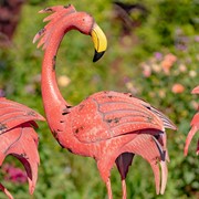 Zaer Ltd International Set of 4 Assorted Style Distressed Pink Flamingo Metal Garden Decorations ZR190635-SET View 4