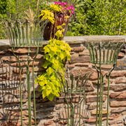 Zaer Ltd. International Set of 3 Standing Iron Pedestal Plant Stands in Antique Green ZR170743-GR View 4