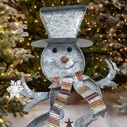 Zaer Ltd. International Set of 2 Galvanized Cookie Cutter Snowmen with Christmas Trees & Reindeer ZR190301-SET View 4