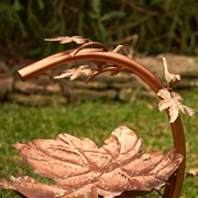 Zaer Ltd International Pre-Order: 29" Tall Antique Copper Maple Leaf Birdbath with Birds ZR180154-CP View 4