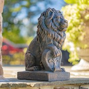 Zaer Ltd International 21" Tall Set of 2 Lion Sentry Statues with Fleur-De-Lis in Bronze "Harold & Leo" ZR561210-BZ View 4