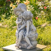 Zaer Ltd International Pre-Order: 30"T. Sweet Country Boy & Girl Garden Statue in Grey "Johnny & June" ZR200087-GY View 4