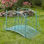 Zaer Ltd International 5ft. Long Antique Style Iron Garden Bridge in Rusty Blue "Paris 1968" ZR140960-BL View 4