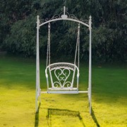 Zaer Ltd International "Bordeaux" Iron Swing Chair in Antique White ZR130511-AW View 4