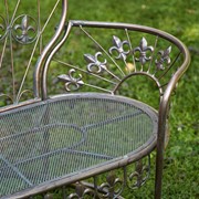 Zaer Ltd International "La Rochelle - Paris 1968" Iron Garden Bench with Curved Back in Antique Copper ZR191170-CP View 4