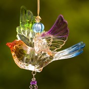 Zaer Ltd. International Five Tone Hanging Acrylic Chickadee Ornament with Beaded Tassel in 6 Asst Colors ZR503117 View 4