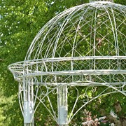 Zaer Ltd. International "Zina" 13ft. Tall Large Round Iron Garden Gazebo in Antique White ZR140283-AW View 4