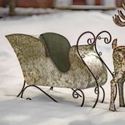 Zaer Ltd. International Large Galvanized Reindeer and Sleigh  Decoration ZR882000 View 4