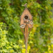 Zaer Ltd. International 62.6" Tall Cottage Style Birdhouse Garden Stake in Antique Copper LS213029 View 4