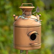 Zaer Ltd. International 63" Tall Old Style Milk Can Birdhouse Garden Stake in Antique Copper LS213034 View 4