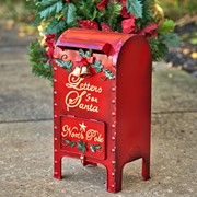 Zaer Ltd. International 21 in. Standing Santa's Mail Christmas Mailbox with  Light-up Wreath in Antique Red ZR361849-RD - The Home Depot