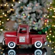 Zaer Ltd. International Iron Christmas Old Style Truck with Tree in Antique Red ZR201160-AR View 4