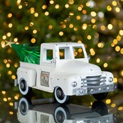 Zaer Ltd. International Iron Christmas Old Style Truck with Tree in Antique White ZR201160-AW View 4