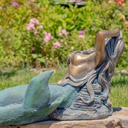 Zaer Ltd International 36" Long Mermaid Reclining on Rock MGO Garden Statue in Antique Bronze "Camree" ZR341036-BZ View 4