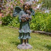 Zaer Ltd International 39" Tall Magnesium Angel Statue Holding Dog in Antique Bronze "Kaileigh" ZR341239-BZ View 4