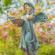 Zaer Ltd International 39" Tall Magnesium Angel Statue with Birdbath in Antique Bronze "Jazmin" ZR341439-BZ View 4