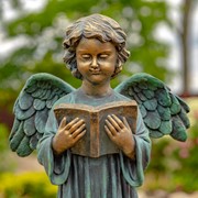 Zaer Ltd International 39" Tall Magnesium Angel Statue Reading a Book in Antique Bronze "Symone" ZR341639-BZ View 4