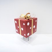 Zaer Ltd. International Pre-Order: 32.5" Tall Red & White Polka Dot Metal Christmas Gift Box with Stake ZR210515 View 4