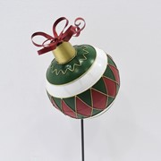 Zaer Ltd. International 31” Tall Green with Red Diamonds Metal Christmas Ball Stake ZR210516 View 4