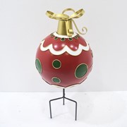 Zaer Ltd. International 31.25” Tall Red with Green Polka Dots Metal Christmas Ball Stake ZR210518 View 4