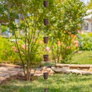 Zaer Ltd. International 76.25" Long Antique Bronze Rain Chain with Honey Bee and Bucket Hive ZR215374-BZ View 4